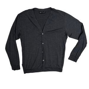 Icebreaker Gray Wool Mens Tabi Cardigan Sweater Button Up Coollite M